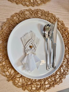 Elegant <b>White</b> Macrame Napkin Ring Handmade Boho <b>Table</b> Decor Cotton Rope Dining <b>Table</b> Accessory Wedding Party Decor From india - Product Image 1