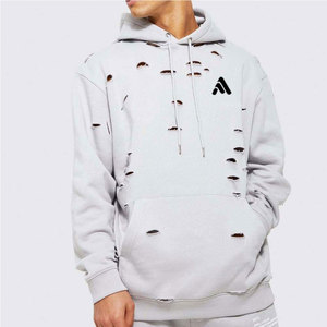 2026 Winter Plus Size Hooded Printed Men's Distressed Acid Wash Tracksuit 100% Cotton Customizable 2 in 1 Design - Product Image 3