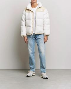Veste d'hiver décontractée unisexe en duvet blanc avec broderie sherpa sur le devant, coupe-vent, coupe régulière, fermeture éclair - Product Image 4