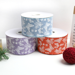 Vente en gros, petit ruban de figurine de papillon, rouleau de lin, matériel de noël, ruban cadeau, ruban de toile de jute - Product Image 6