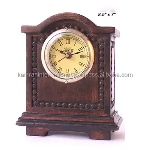 나무 조각 테이블 시계 장식 나무 갑판 시계