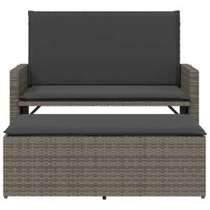 Banc de patio en rotin poly gris avec coussins et repose-pieds - Product Image 5