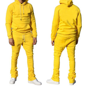 Venta al por mayor sudor Jogger trajes sudaderas con capucha 100% algodón Slim Fit invierno hombres Streetwear chándal apilados chándales 2026 - Product Image 1