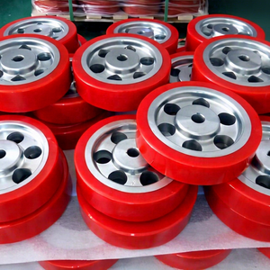 Red Polyurethane Wheels With Metal Core For Conveyor Systems 40-90 Hardness Custom Built Parts - Product Image 4