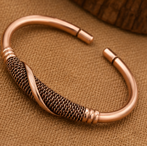 Pure Copper <b>Wire</b> Wrapped Center Accent Open Therapy Bracelet Fashionable Metal Jewelry Exquisite Design Multi Layered Cuff - Product Image 3