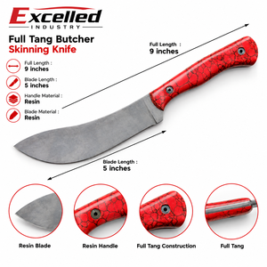 Cuchillo de caza y supervivencia táctico de acero inoxidable J2 de espiga completa hecho a mano con mango de resina y funda de cuero gratis DIY OEM - Product Image 1