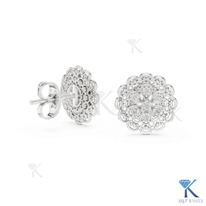 Lab Grown CVD Diamond Floral Filigree Stud <b>Earrings</b> In Solid Gold Vintage Style <b>Fine</b> Women Jewellery Manufacturer Wholesale - Product Image 5