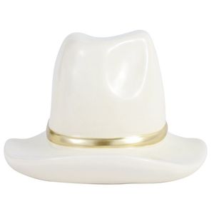 White Ceramic Cowboy Hat <b>Bookends</b> for Office Desk Decoration - Product Image 2
