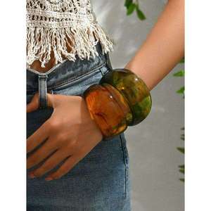 Bracelet élégant en résine artisanale, transparent, à paillettes florales, léger, cadeau pour filles - Product Image 5