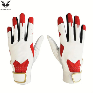 Guantes de béisbol de cuero para zurdos, antideslizantes, ligeros, de color blanco y rojo, con cierre de velcro, de un buen proveedor. - Product Image 4