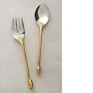 ชุดช้อนส้อมทองเหลืองขัดเงาแบบราชวงศ์ หรูหราสง่างาม สำหรับร้านอาหาร โรงแรม ใช้งานได้กับเครื่องล้างจาน เป็นมิตรต่อสิ่งแวดล้อม - Product Image 4