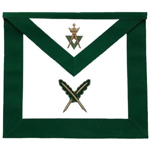 Tablier maçonnique 100% cuir d'agneau, fait main, pour membre du grade AMD - Vert - Product Image 6