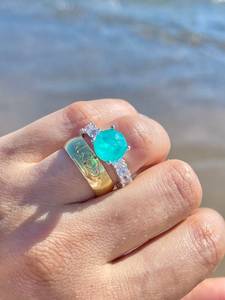 <b>Emerald</b> Solitaire Engagement <b>Ring</b> 925 Sterling <b>Silver</b> Luxury Promise Wedding Jewelry - Product Image 2