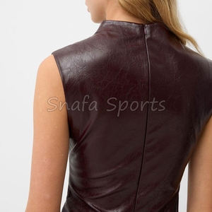 Vestido Midi de Piel Sintética Plisado para Mujer, Elegante, para Fiestas Nocturnas, Venta al Por Mayor, Hecho en Pakistán - Product Image 5