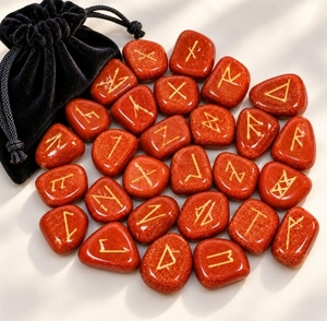 Juego de Runas de Jaspe Rojo Natural Espiritual, Hecho a Mano, Conjuntos de Runas de Ágata, Cristales de Piedras Preciosas al por Mayor, Comprar en Ruhi Agate - Product Image 2