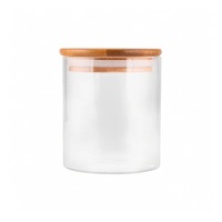 Pot en verre borosilicate écologique avec couvercle en bambou, hermétique, pour le stockage des aliments, idéal pour la cuisine à domicile (vente en gros)