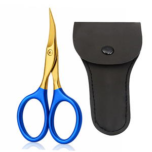 Tijeras para Cutículas con Logotipo Personalizado, Tijeras para Uñas Reutilizables de Acero Inoxidable de Primera Calidad con Mango Azul y Estuche de Cuero, Proveedor OEM - Product Image 1