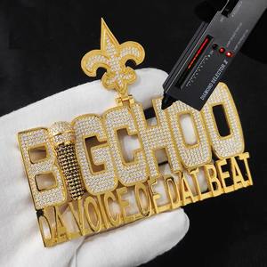 Custom BIGCHOO Moissanite <b>Iced</b> <b>Out</b> Pendant Necklace Hip Hop Micro Pave Letter <b>Chain</b> for Men - Product Image 3