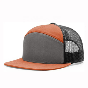 Nouveauté 2026 Casquettes 7 panneaux personnalisables de haute qualité, Casquette snapback à visière plate en sergé de coton vierge, Casquette 6 panneaux avec œillets métalliques, Vente en gros - Product Image 3