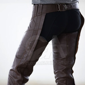 Chaparreras de cuero genuino para montar a caballo, chaparreras profesionales de equitación, estilo vaquero occidental, chaparreras de protección para las piernas. - Product Image 2