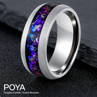 Bagues en carbure de tungstène avec incrustation d'opale concassée Galaxy, finition sablée, alliance multicolore pour hommes et femmes, bijoux en gros