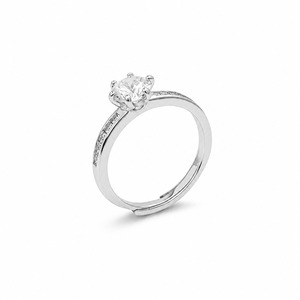 Anillo de Compromiso Clásico con Diamantes Redondos, Plata 925, Engaste de Garras, Banda Pavé, Joyería Fina para Mujer - Product Image 5