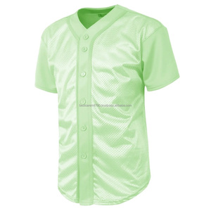 Broderie Logo Jeunes Cousu col en V Sublimation Vente en gros Blanc Maille personnalisée Maillot de baseball uni - Product Image 5