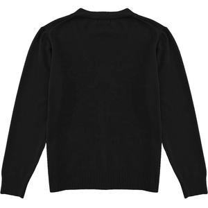Black <b>Cardigan</b> Sweater Machine Knitted V Neck Crewneck <b>Cardigan</b> Sweater Cotton Fabric Custom Embroidery For unisex - Product Image 4