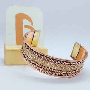 Vintage Copper Alloy Cuff <b>Bracelet</b> and Bangles with <b>Rope</b> Pattern and Antique Finish Unisex Daily Wear Jewelry - Product Image 2
