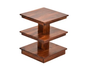 Solid Wood 3-Tier End <b>Table</b> | Square Wooden <b>Side</b> <b>Table</b> | Rustic Corner Display Stand for Living Room - Product Image 3