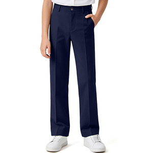 Pantalon d'écolier pour garçons, taille ajustable, en twill, avec 4 poches, style pantalon de golf. - Product Image 1