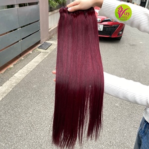 Peluca frontal de encaje HD, extensiones de cabello liso color vino, 100% cabello humano vietnamita de un solo donante, paquetes y encaje, precio al por mayor - Product Image 3