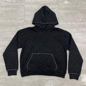 Sweat à capuche pour homme noir 2026, surdimensionné, style Y2K, effet galaxie, orné de strass arc-en-ciel et de détails de poches scintillantes, HD - Product Image 1