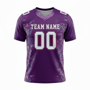 เสื้อฟุตบอลอเมริกันแบบกำหนดเองได้ สำหรับผู้ใหญ่ แขนสั้น ระบายอากาศ ป้องกันรังสียูวี ป้องกันแบคทีเรีย แห้งเร็ว ไซส์ใหญ่ คอวี 100% - Product Image 1