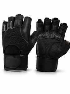 Custom Logo Unisex Leather Fitness Gloves <b>Half</b> Finger Weight Lifting Non <b>Slip</b> Breathable Gym Training Body Building 0.5kg Fasten - Product Image 1