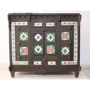 Antique Indian Wooden Damchiya <b>Old</b> Wood Decorative Storage Boxes - Product Image 1