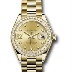 Unisex for 31mm Yellow Gold <b>Watch</b> with Diamond Bezel Champagne Diamond Dial President Bracelet High Quality Luxury Modern - Product Image 1