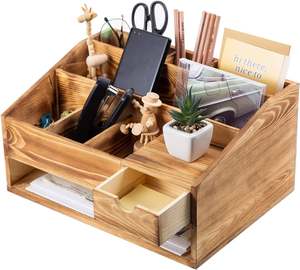 Minimalist Teak Wood Desk Organizer with Paper Tray - Aqdus Saleem - Product Image 2