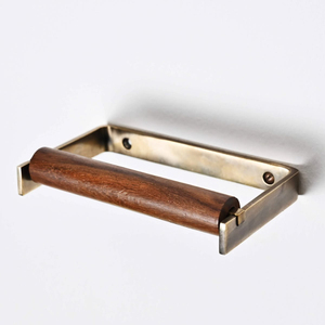 Modern Solid Brass & <b>Black</b> Walnut Wood Toilet <b>Paper</b> Holder Luxury Wall Mounted Bathroom <b>Tissue</b> Roll Hanger Home and Hotels - Product Image 5