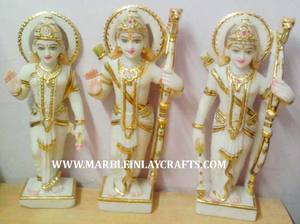 Estatua de Ram Darbar de mármol colorido hecha a mano de alta calidad, dios hindú indio Shri Ram Laxman Sita Mata con mano de la bendición para el hogar - Product Image 5