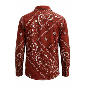 Chemise de travail unisexe à manches longues en coton à motif cachemire rouge et blanc, haute visibilité, imperméable, antistatique, confortable et tendance - Product Image 3
