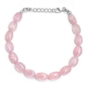 Natural Morganite <b>Classic</b> Strand Bracelet 925 Sterling Silver Smooth Oval Gemstone Handmade Unique Design High Quality Jewelry - Product Image 1