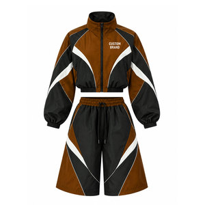 Conjunto de dos piezas para mujer: Chaqueta cortavientos de verano con media cremallera y pantalón de chándal para correr - Product Image 1