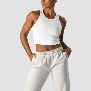 Hot Sale Factory Price Tank <b>Top</b> <b>Women</b> Sleeveless Body Fit <b>Compression</b> Ribbed Four Way Stretch Gym Athletic Moisture Wicking - Product Image 3