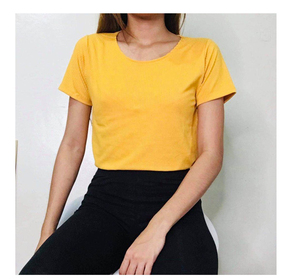 Crop top uni pour femme, t-shirt oversize, OEM personnalisé, streetwear, t-shirt à manches courtes, vêtements grande taille pour femme, t-shirts - Product Image 4