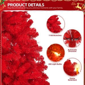 7 FT Pre-Lit Artificial Christmas <b>Tree</b> with 1100 <b>Branch</b> Tips 400 Lights Hinged Pine <b>Tree</b> Remote Control Holiday Decorations - Product Image 2