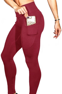 Ropa Deportiva de Moda al por Mayor, Leggings de Gimnasio de Cintura Media con el Último Diseño, Leggings Deportivos para Correr, Yoga, para Mujer, de Poliéster/Algodón Sólido - Product Image 2