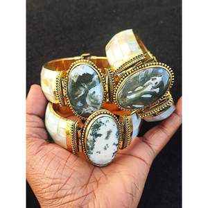 Brazaletes de Hueso y Latón con Ágata Natural para Celebraciones Étnicas - Artesanías con Piedras Semipreciosas - Product Image 6