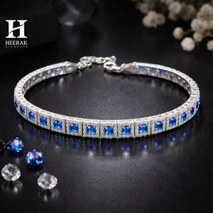 กำไลเทนนิสประดับไพลินสีน้ำเงินและเพชร ดีไซน์ทรงสี่เหลี่ยมแบบ Halo ทอง 14K/18K ผลิตโดยผู้ผลิตเครื่องประดับชั้นดี - Product Image 5
