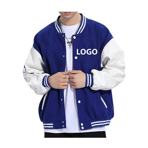 Men Varsity <b>Jacket</b> Letterman Style Casual Snap Front Coat Ribbed Cuffs Long Sleeve and customized <b>Jackets</b> and reasonable prices - Product Image 1